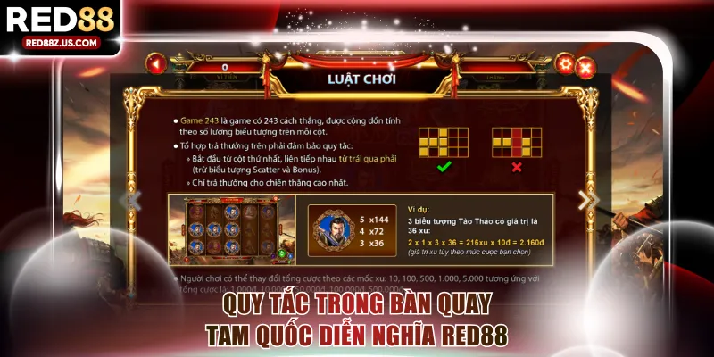 Quy tắc trong bàn quay Tam Quốc Diễn Nghĩa RED88